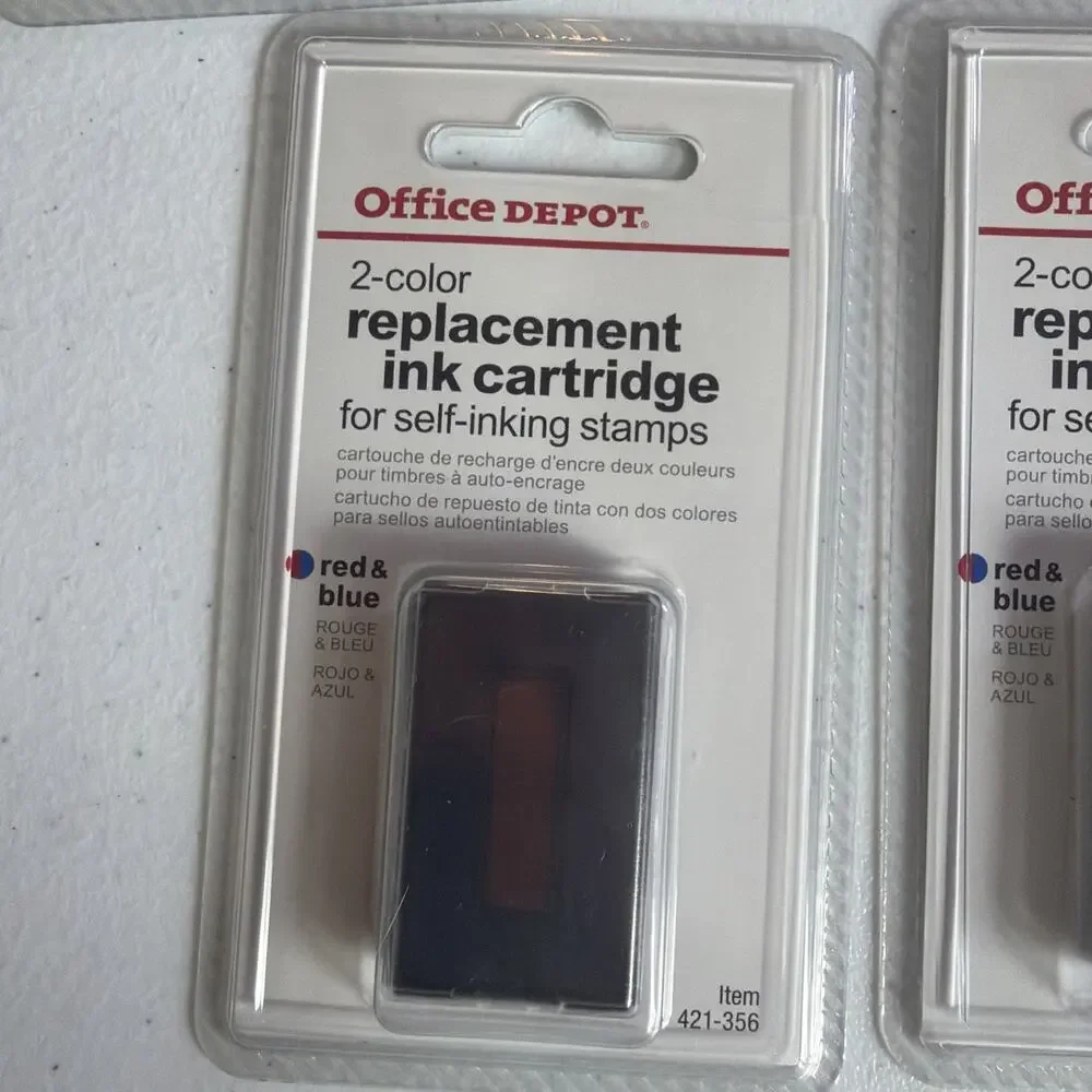 Office Depot 2 Color Replacement Stamp Pad Blue Red Self Inking lot of 5 New
